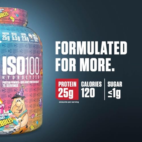 Dymatize Nutrition ISO100 Hydrolyzed Whey Protein Isolate | Fast-Digesting | Muscle Recovery Formula with Amino Acids | Low Sugar & Fat | Birthday Cake | 5 Lbs