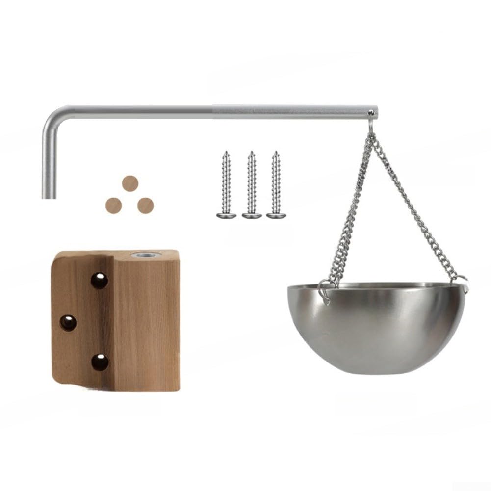Elegante cuenco de aromaterapia de sauna con brazo oscilante para saunas de madera de cedro, 200 ml, soporte para taza de aceite de acero inoxidable