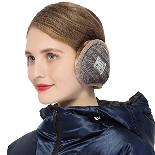 Surblue Unisex Warm Knit Earmuffs Ladies Cashmere Winter Pure Color Fur Earwarmer, Adjustable Wrap, Darkgray, Large #TOP1