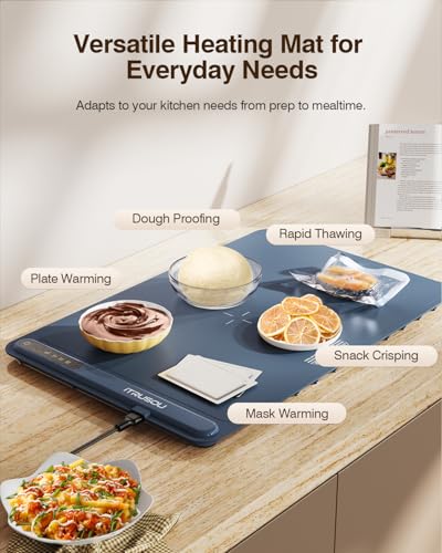 Image of Warming Mat for Food (24 inchx16 inch) - iTRUSOU 3-Year Classic Electric Warming Tray with 3-Level Temp Control, Rapid Heating 250W Energy-Saving - Rollable Large Food Warming Mat for Parties & Buffet