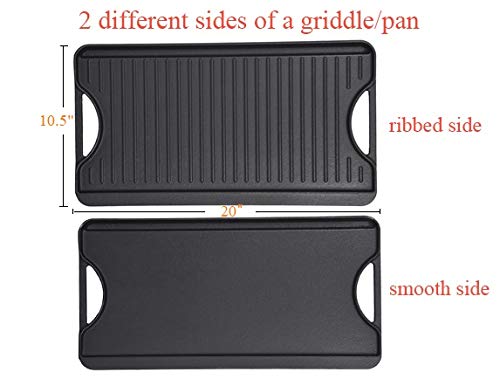 Gassaf Cast Iron Reversible Griddle With Handles, 20 Inch X 10.5 Inch Big Grill Pan For Stovetop #TOP1