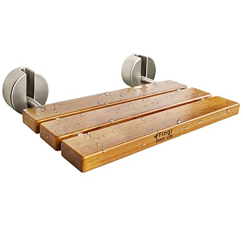 20" Folding Teak Shower Seat Wall Mounted,Fold Down Shower Seat,Foldable Shower Bench,Home Care Teak Shower Seat Bench For Inside Shower,Folding Shower Seat Bench,Wall Mount Shower Seat Bench Chair #TOP5