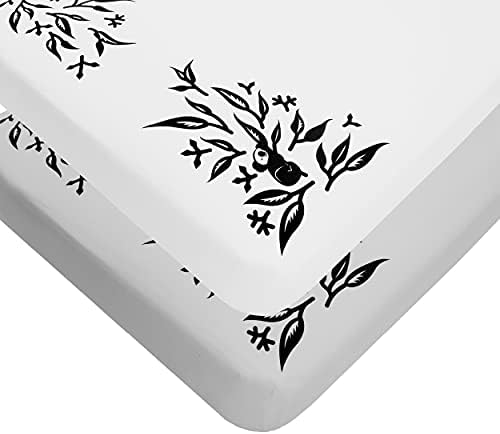 Nanit Smart Sheets Works with All Nanit Cameras to Measure Your Baby's Growth, 100% Cotton Fitted Sheets, Pebble Grey and White, One Size, Crib, 2 Count