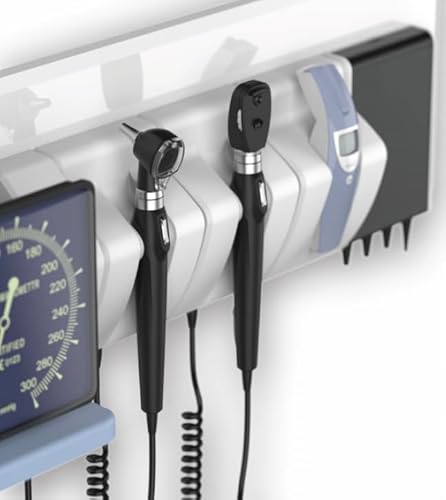 Protege Medical Hi Led Pro Diagnostics Integrated Wall Mount Diagnostic System – Otoscope, Ophthalmoscope, Sphygmomanometer, Infrared Thermometer – LED, Fiber Optic, Wall-Mounted Design