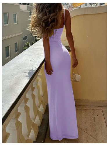 Image of SOLY HUX Women's Elegant Mesh V Neck Bodycon Maxi Dress Summer Cocktail Party Wedding Guest Long Cami Sundresses