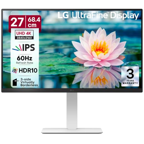 LG 27US550 68 cm (27 Inch) Ultrafine UHD (3840x2160) IPS Monitor, HDR10, DCI-P3 90%(Typ.), 3-Side Virtually Borderless, Anti-Glare, DP, HDMI X 2, HP O