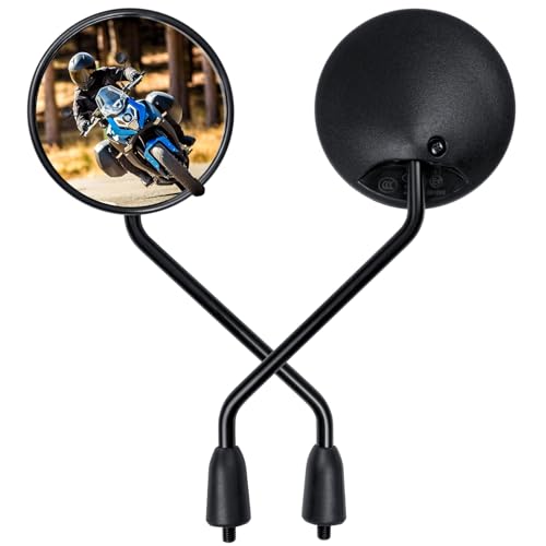 Cretassion Universales Espejo Retrovisores Moto E9 Homologados, 1 Par Espejo Retrovisores Redondos 8MM Compatible con Moto Scooter ATV Quad y Bicicleta