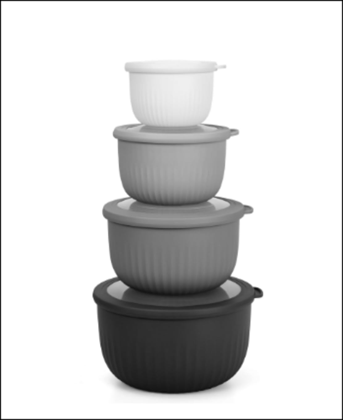 Mixing & Meal Prep Bowl Set, 8-Piece – Black/White