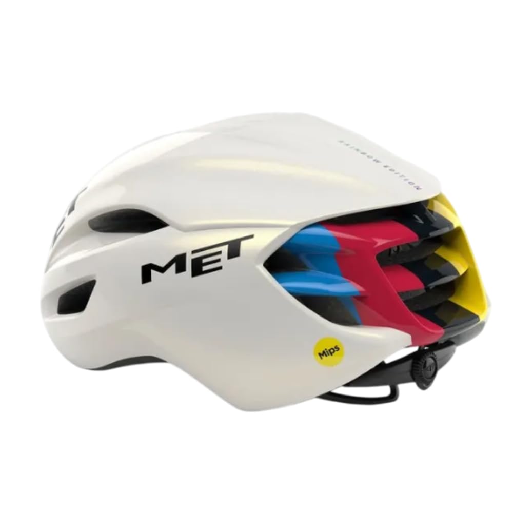 MET Helm Manta MIPS Tadej Pogacar Rainbow, Weiß, Größe L Sport & Freizeit