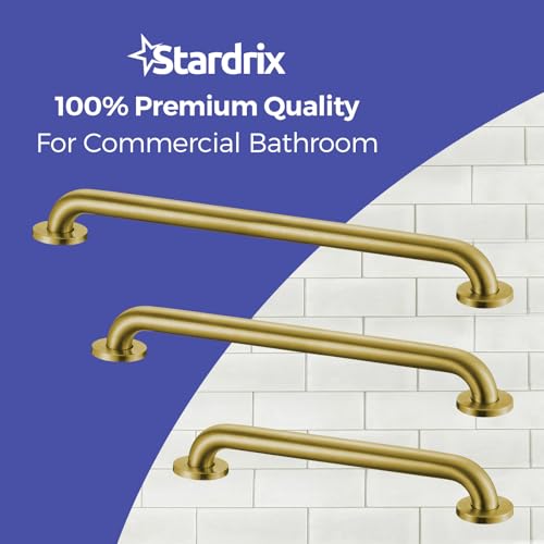 Stardrix Grab Bar Bundle for ADA Compliance, Brushed Gold Stainless Steel Grab Bar Set for Commercial and Residential Restrooms, 1.5" Diameter - 18", 36", 42" - Pack of 3 by stardrix - Image 7