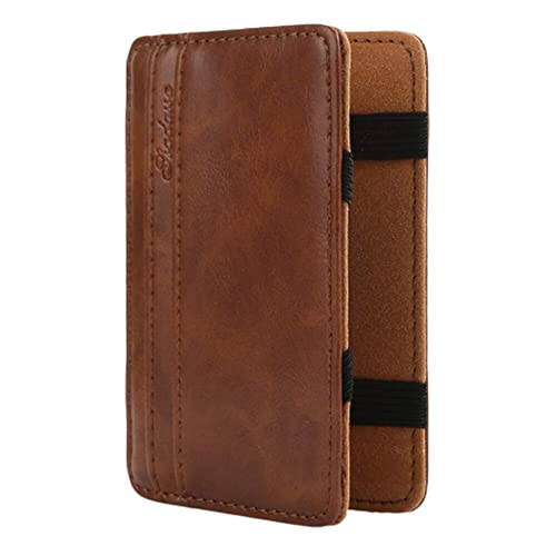 U-K Porte-monnaie pour homme en simili cuir avec pince à billets, porte-cartes, portefeuille magique fin à deux volets, artisanat créatif et exquis