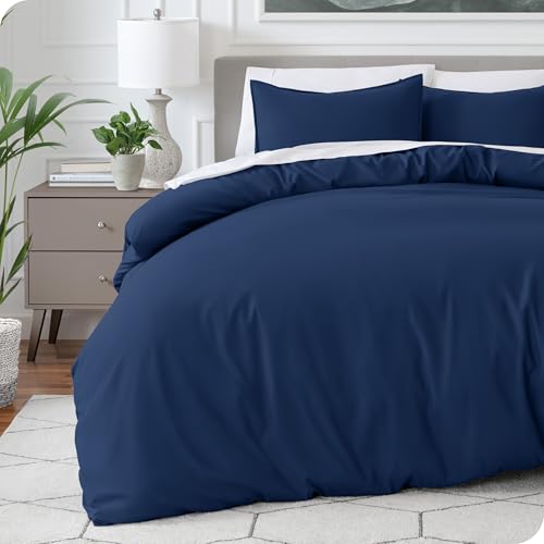 Bare Home Bedding Duvet Cover Queen Size – Premium 1800 Super Soft Duvet Covers Collection – Lightweight, Cooling Duvet Cover – Soft Breathable Bedding (Queen, Dark Blue)
