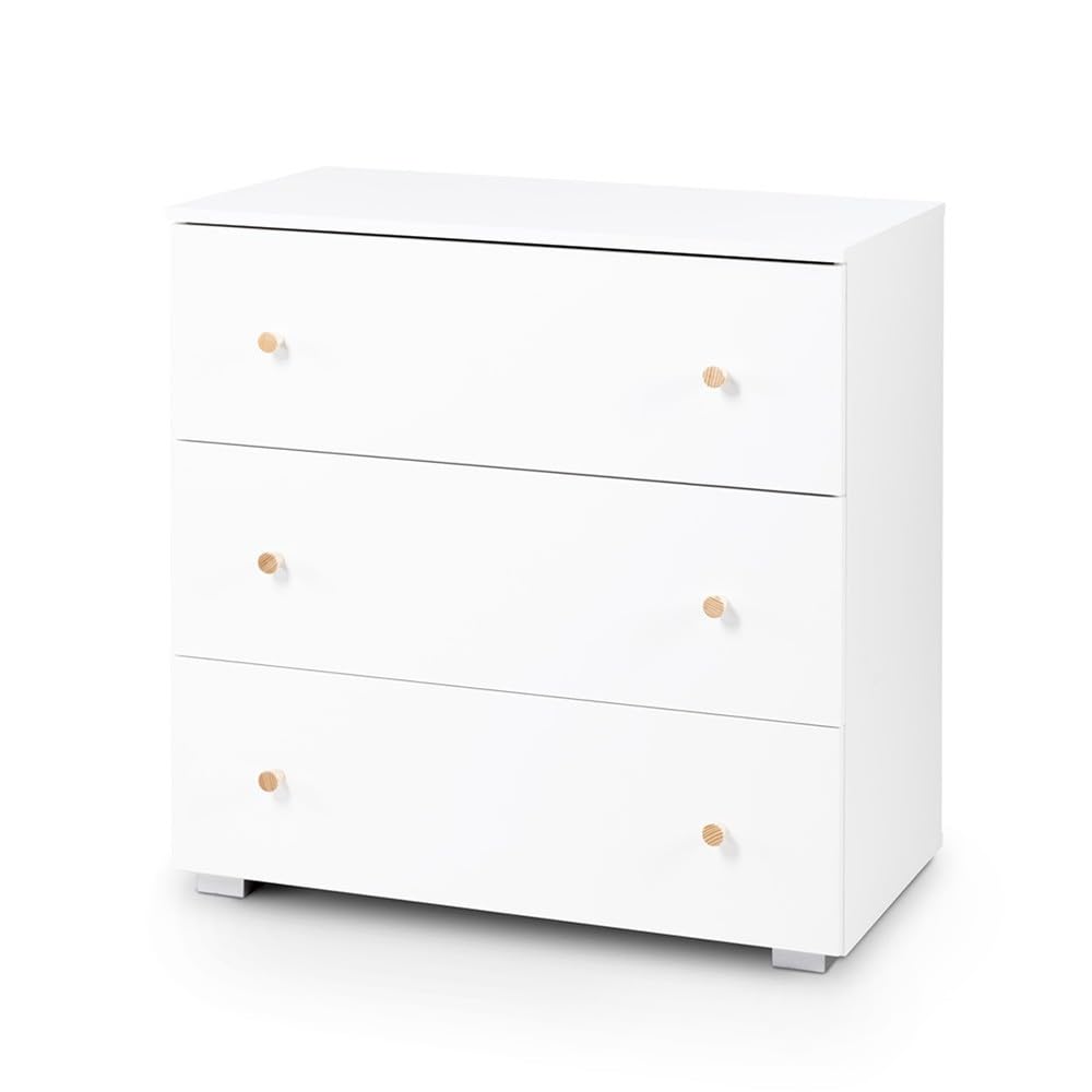 Mon Mobilier Design Karolina II Ensemble lit bébé 120x60 et Commode à Langer 3 tiroirs Blanc