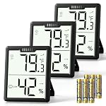 DOQAUS 3 Pack Digital Hygrometer Indoor Thermometer Black