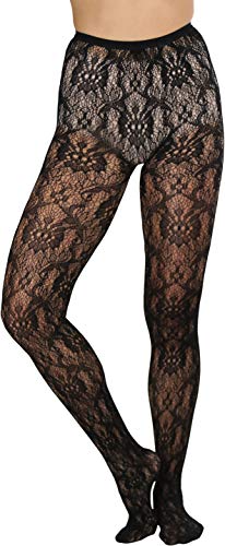 Image of ToBeInStyle Women's Elegant Floral Lace Inspired Spandex Net Full Length Tights