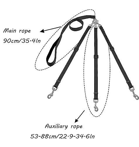 Hundeleinen，Haustier Hund Führen Leine Kette，Verstellbares Nylon DREI in Einem Hund Traktionsseil，Verstellbar, Geeignet für 1-3 Kleine und Mittlere Hunde