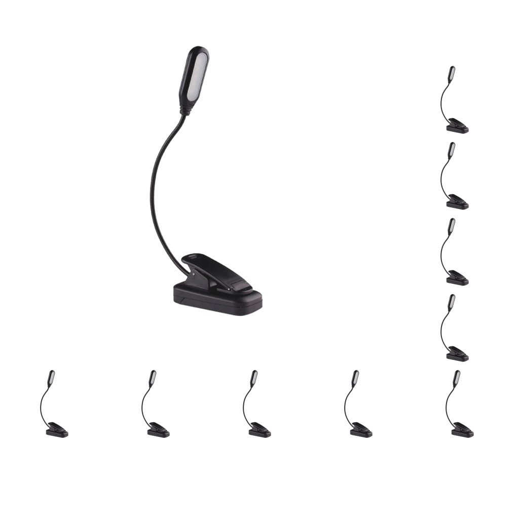 Set di 10 luci da lettura a LED con clip per lettori che leggono a letto amanti dei libri con batteria