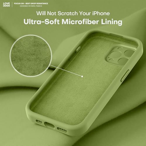 Image of LOVE 3000 Designed for iPhone 13 Pro Max Case, Premium Silicone with [Soft Anti-Scratch Microfiber Lining] Shockproof Protective Phone Case for Men Women Girls 6.7 inch, Cedar Green
