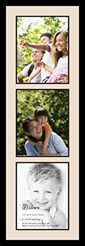 ArtToFrames Collage Photo Frame Double Mat with 3 - 11x14 Openings and Satin Black Frame