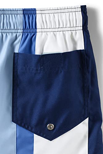 Lands' End Mens 8 Inch Volley Swim Trunk Navy/Turquoise Multi Stripe Regular Large2