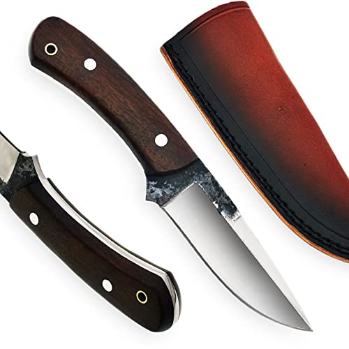 MMA 9in Custom Handmade 1095 High Carbon Steel fix blade Hunting knife/Fixed blade knife with sheath/Fixed Blade Knives/EDC Knife/Skinning Knife/fix blade knives with Rose wood handle for firm grip