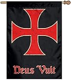 Deus Vult Crusader Templar Cross Garden Flag Banner for House Yard Decoration Family Flag 27'x37'