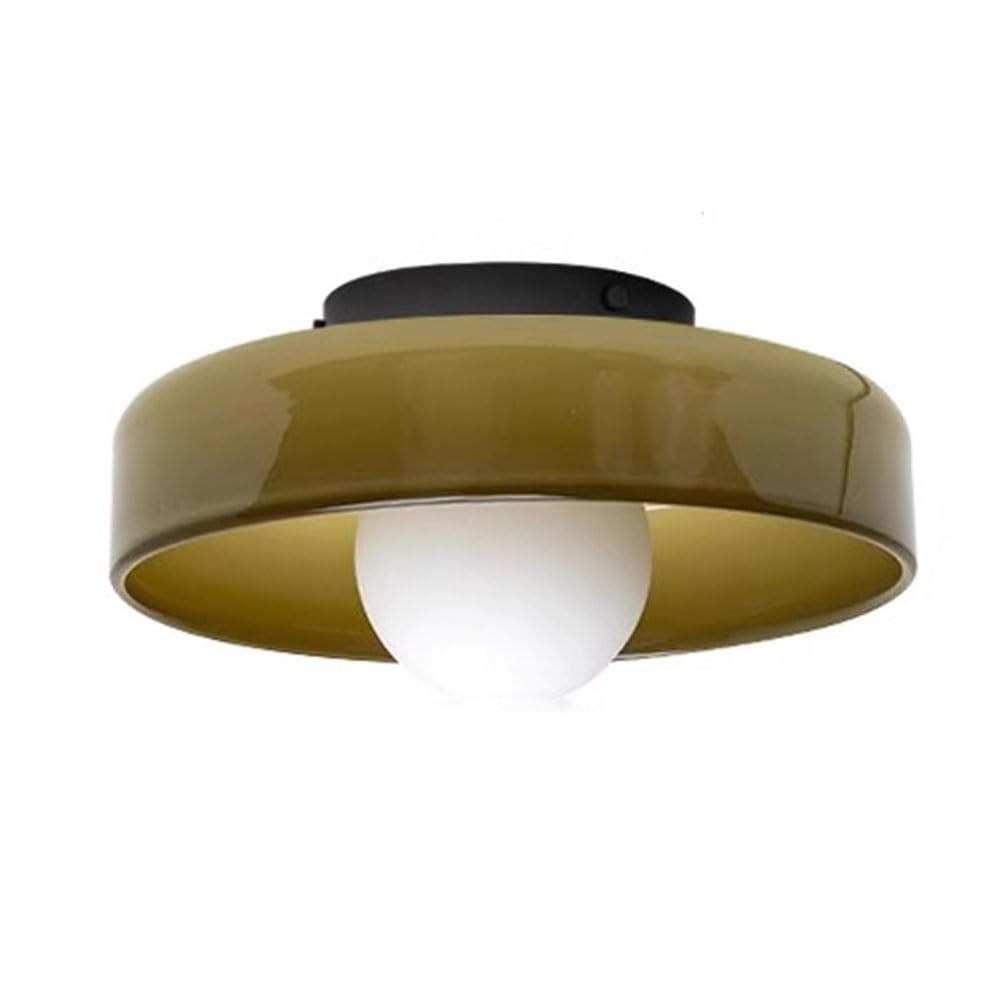 KXEcoLife LED Ceiling Light Fixture, Flush Mount Chandelier, Modern Lamp Glas Semi with Milk Globe Lampshade for Bedroom Cloakroom Stairway Hallway Lighting (Brown)