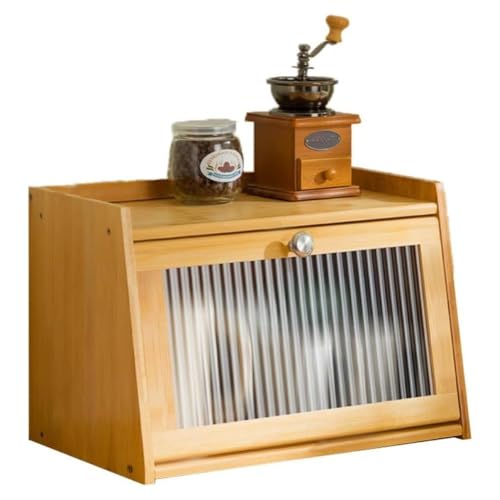 TOMVAES 2-Layer Bamboo Storage Cabinet, Countertop Kitchen Storage Cupboard, Tea & Coffee Bar, 40x25x27 cm