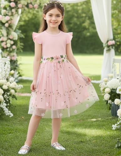 Image of PATPAT Girl's Tulle Dress Tutu Party Birthday Poster Formal Fancy Flower Princess Dresses