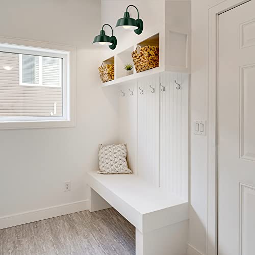 Design House 579342 Mason Industrial Modern 1 Indoor/Outdoor Wall Mount Light With Metal Shade For Porch Entryway Barn, 8 In, Forest Green #TOP6