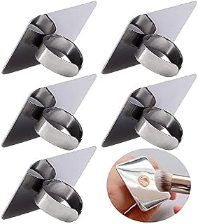 5PCS Makeup Mixing Palette Nail Art Palette Ring Stainless Steel Makeup Nail Palette Ring for Mixing Foundation Silver
