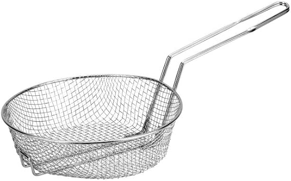 CAC China CBKR-12M Nickel-Plated Culinary/Breading Basket, Medium Mesh 12"Dia