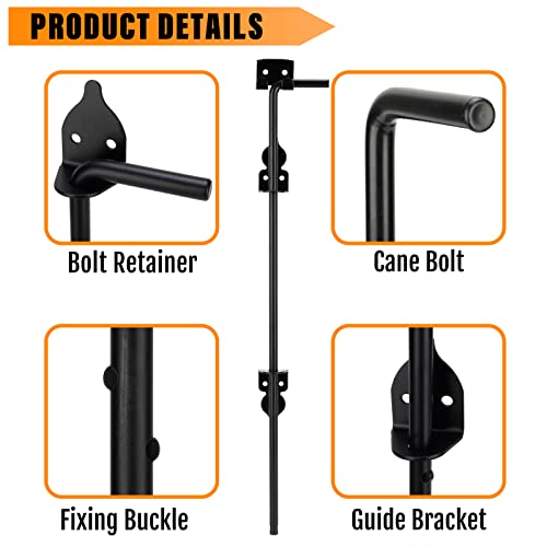 Image of 12 inch Heavy Duty Cane Bolt Gate Drop Rod-Steel Gate Ground Latch Designed for Wood Metal Vinyl Gates or Double Doors Fence Applications