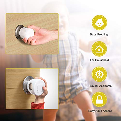 Door Knob Safety Cover For Kids, Child Proof Door Knob Covers, Baby Safety Door Knob Handle Cover Lockable Design (4 Pack). #TOP2