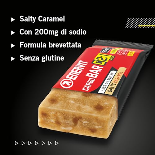 Enervit Carbo Bar C2:1PRO Salty Caramel, Barrette Energetiche, 30g Carboidrati, Gusto Caramello Salato con Sodio, Per Endurance, +50% di Carboidrati Assorbiti, Gluten Free, VeganOK, 12 Barrette da 45g - Immagine 3