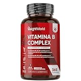 Vitamina B Complex con Vitamina C 365 Comprimidos Veganos Para 1 Año - Complejo B Completo con B1, B2, B3, B5, B6, B7 (Biotina), B9 (Ácido Fólico) y B12
