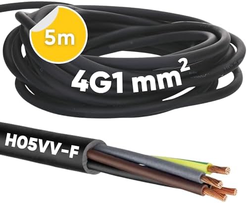 Kalitec H05VV-F Stromkabel 5 M – 3x1,5 Mm², PVC-Leitung Mit Schutzleiter, Flexibel, Für Innenraum & LED, HAR-zertifiziert, 300/500 V
