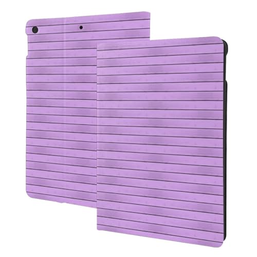 Étui pour iPad 10.2 violet avec motif grain de bois et support folio