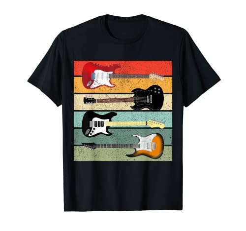 Retro Vintage Guitarras Eléctricas Rock and Roll Music Tee Camiseta