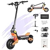 Electric Scooter with Seat for Adults, 5000w Dual Motors with 37mph, 62 Miles Range, 11' Vacuum Tire, 52V 26A Battery with IP55 Waterproof, Fastest Electric Scooter, Folding Electric Scooter