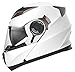 Casque Moto Modulable Homme ECE Homologué-YEMA YM-925 Casque Scooter Femme Adulte Double Visière-Blanc-L