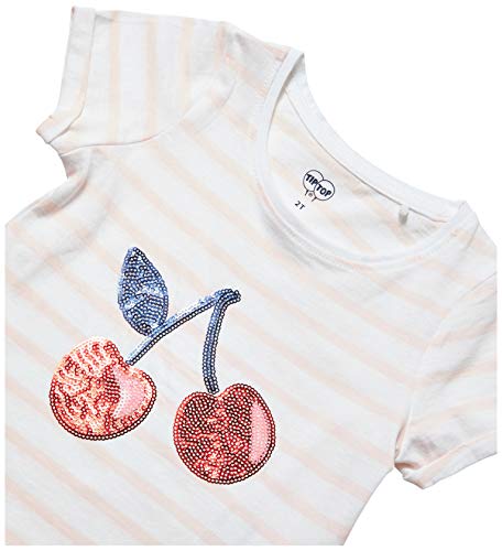 Camiseta Cerejas de paetê, Tip Top, meninas, Branco, 2T