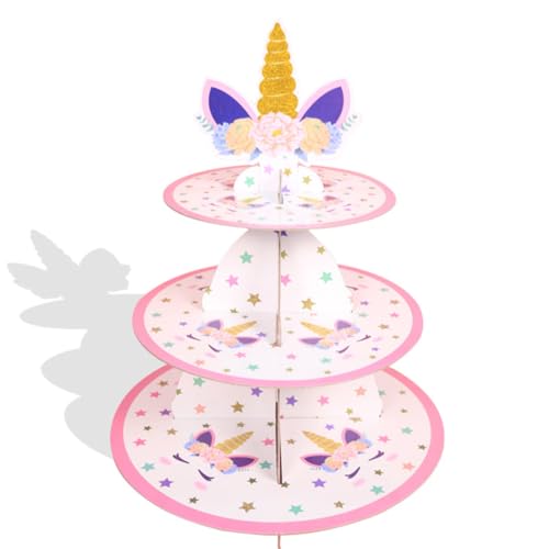 Suporte para Cupcakes com design de unicórnio, base de papelão reutilizável para festas de Baby Shower, aniversários e casamentos, centro de mesa para sobremesas e doces