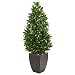 Nearly Natural 56-in. Bay Leaf Cone Topiary Artificial UV Resistant in Black Planter (Indoor/Outdoor) Silk Trees Green