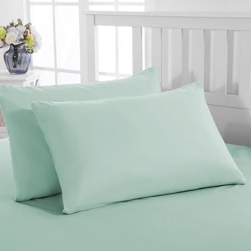 PRIME LINENS Pillow Cases 2 Pack Standard Size Microfibre Pillow Cover with Envelop Closure Wrinkle Fade Resistant Pillowcases Machine Washable (Mid Green, 50 x 75 Cm | Pack of 2)
