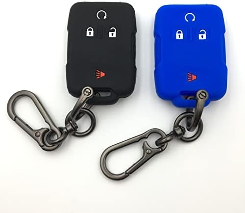 Silicone Key Fob Cover For Chevy GMC Trucks - Black Protective Case With Keychain
