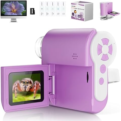 Portable Handheld Microscope for Kids with 2-inch-Screen: 1000x HD Digital Microscope for Kids Educational Science Kit, Christmas Birthday Gifts for Kids Age 5 6 7 8 9 10 11 12 (Purple) Cover