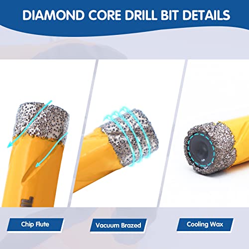HIGHDRIL Dry Diamond Drill Bits,5pcs 6mm/8mm/10mm/12mm/14mm with Hex Shank for Granite Marble Porcelain Tile Ceramic - Image 4