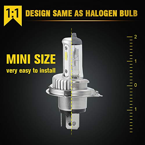 DAYWALKER H4 LED Motorcycle Light Bulb Hi/Lo Beam 9003 Bulb 6000 Lumens White 6000k CSP Chips H4 Bulb 1:1 Designï¼Pack of 1