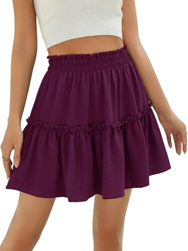 Image of Berydress Womens Ruffle Mini Skirt High Waist Flowy Casual Summer Skirts
